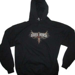 Steel Horse Rally 2024 Hoodie Featuring Skull and Flames